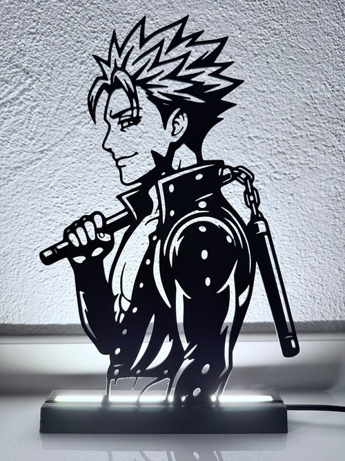 Lampada LED con silhouette 3D di Ban di Seven Deadly Sins accesa
