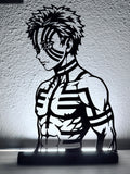 Lampada LED con silhouette 3D di Akaza di Demon Slayer accesa