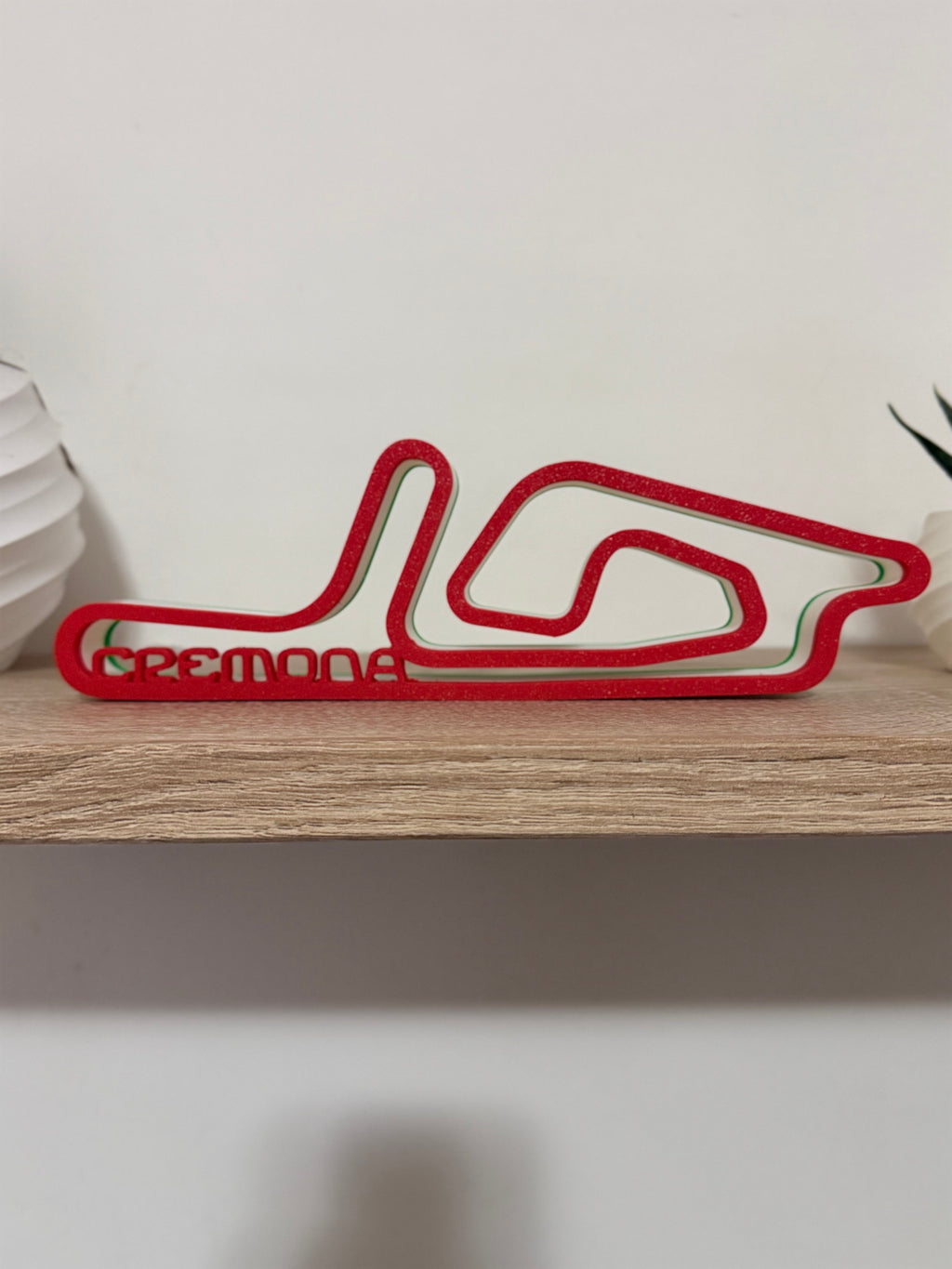 Tracciato 3D del Circuito di Cremona con nome in rilievo, vista frontale