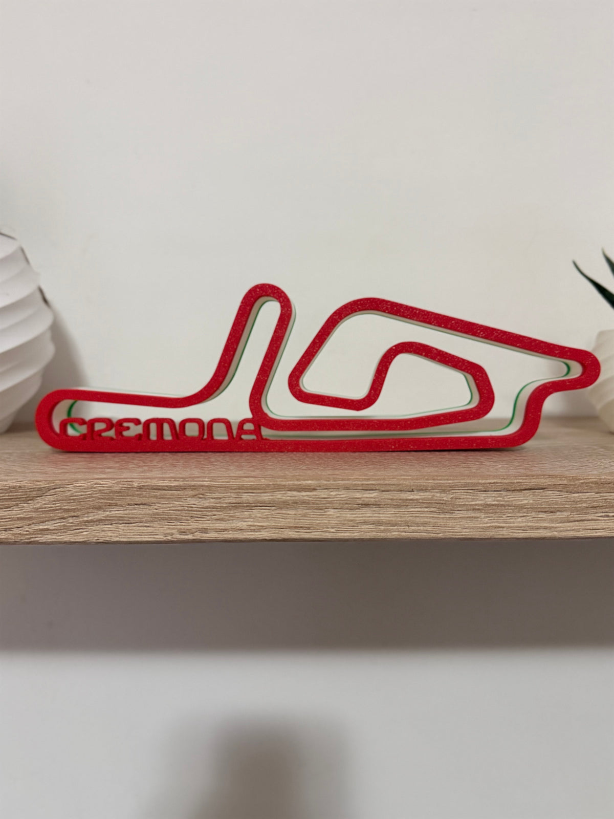 Tracciato 3D del Circuito di Cremona con nome in rilievo, vista frontale