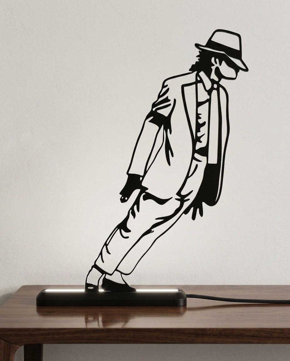 Lampada LED con silhouette 3D di Michael Jackson nella celebre posa inclinata