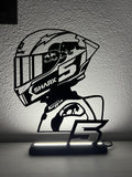 Lampada LED con silhouette 3D di Zarco, pilota MotoGP, su base illuminata
