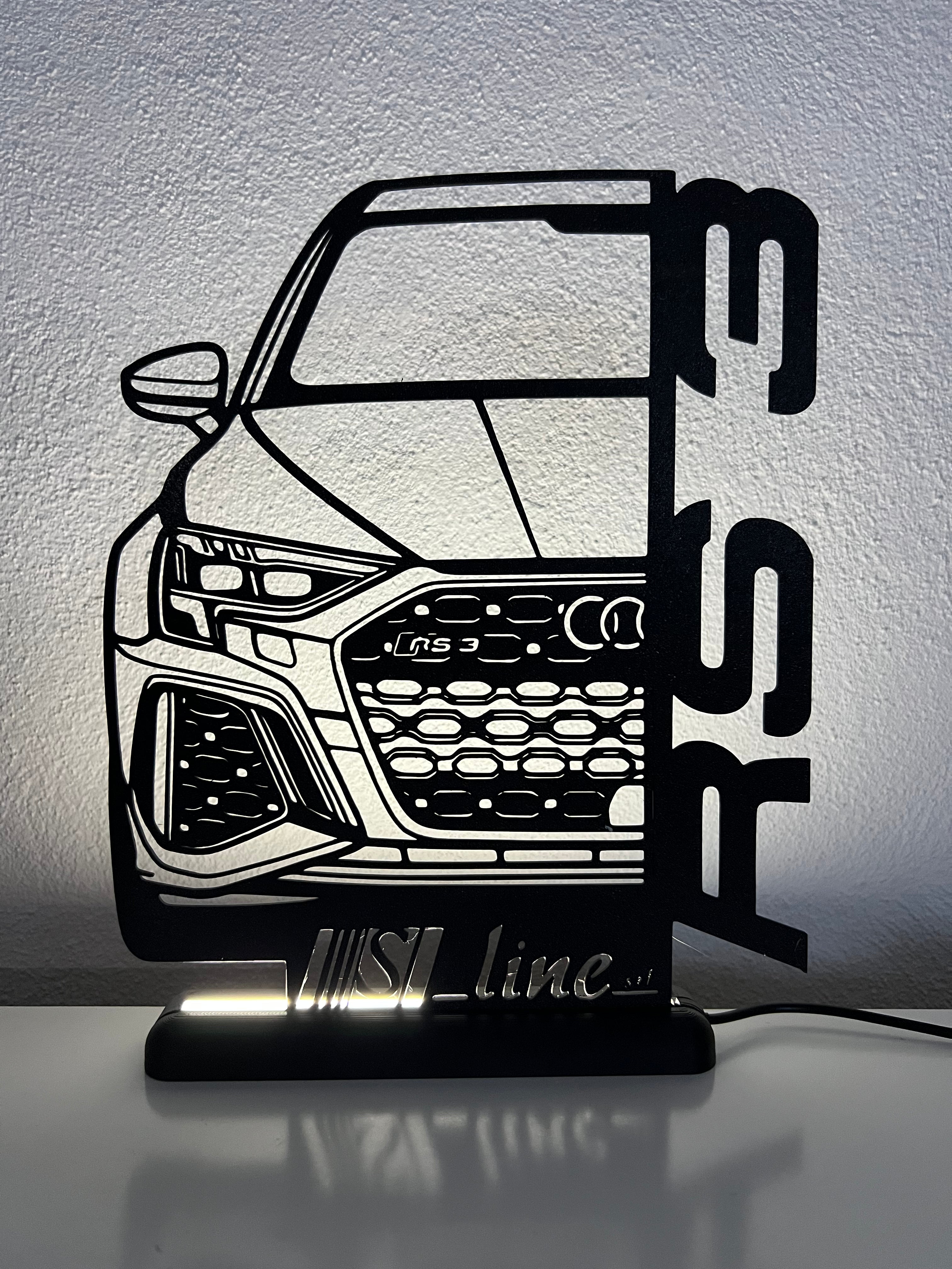Lampada da esposizione con LED AUDI RS3 personalizzata