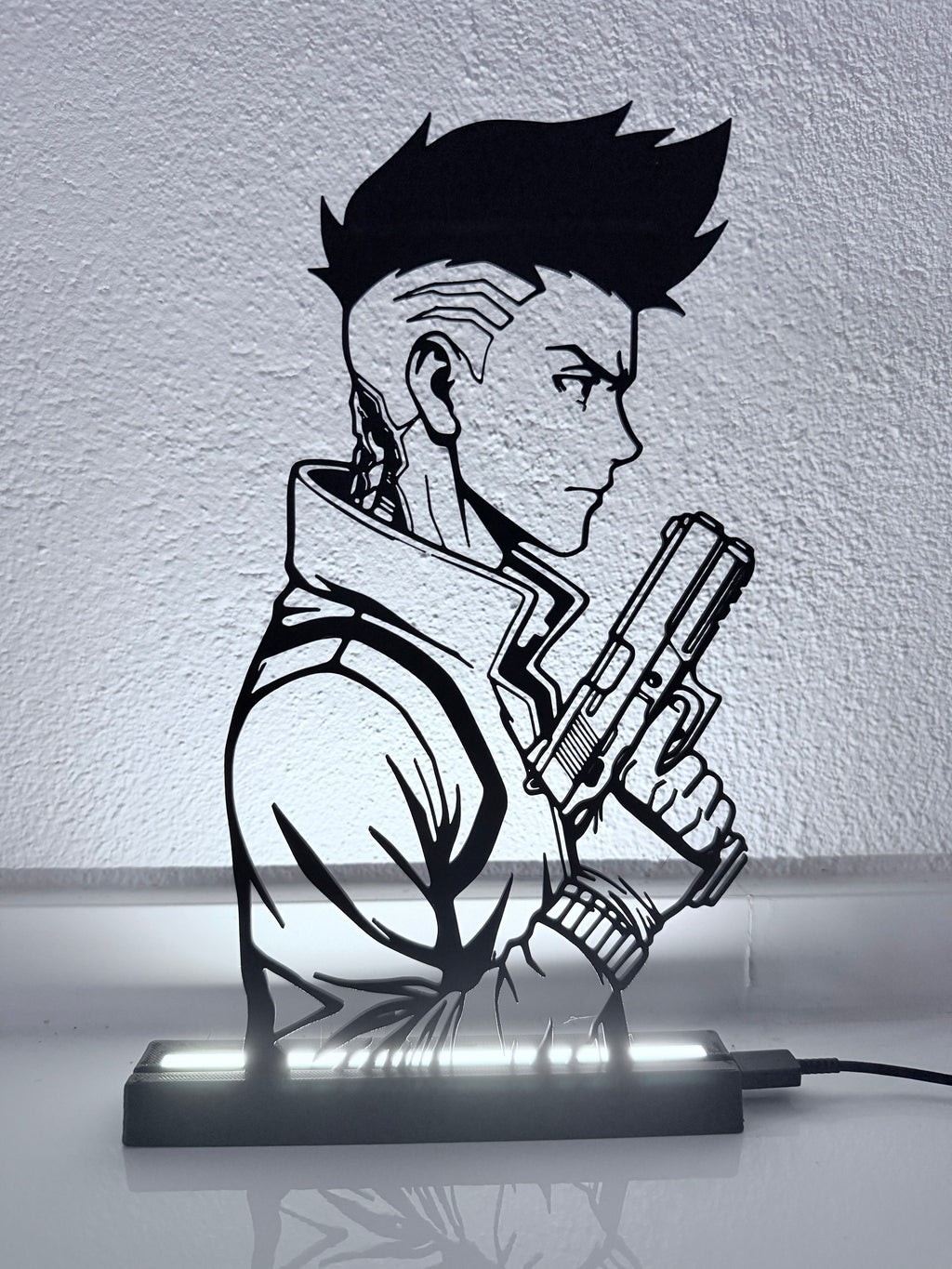 Lampada LED con silhouette 3D di David (Cyberpunk: Edgerunners) – 3DOutline