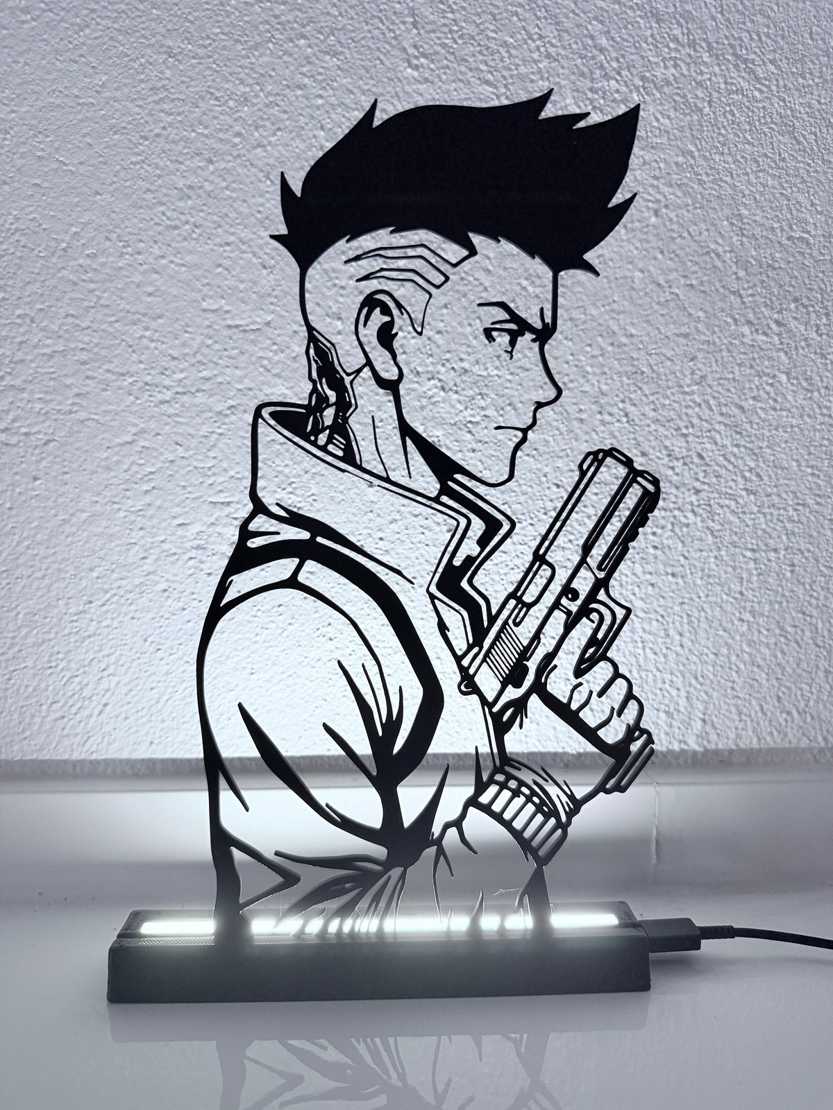 Lampada LED con silhouette 3D di David (Cyberpunk: Edgerunners) – 3DOutline
