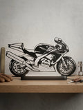 Lampada LED con silhouette 3D dell'Aprilia RSV 1000 su mensola