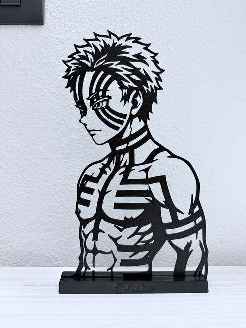 Silhouette 3D di Akaza di Demon Slayer su base senza LED